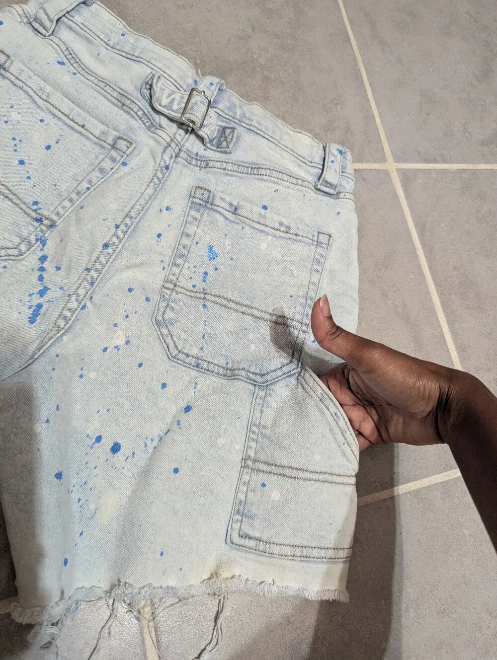 Wild Fable Size 2 Highest Rise Utility Paint Splatter Distressed Denim Shorts